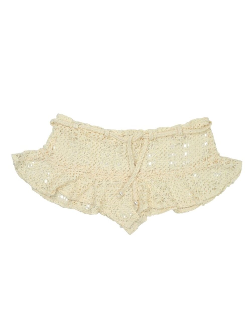 Heart of Sun Chica Mini Skirt in Beige Crochet